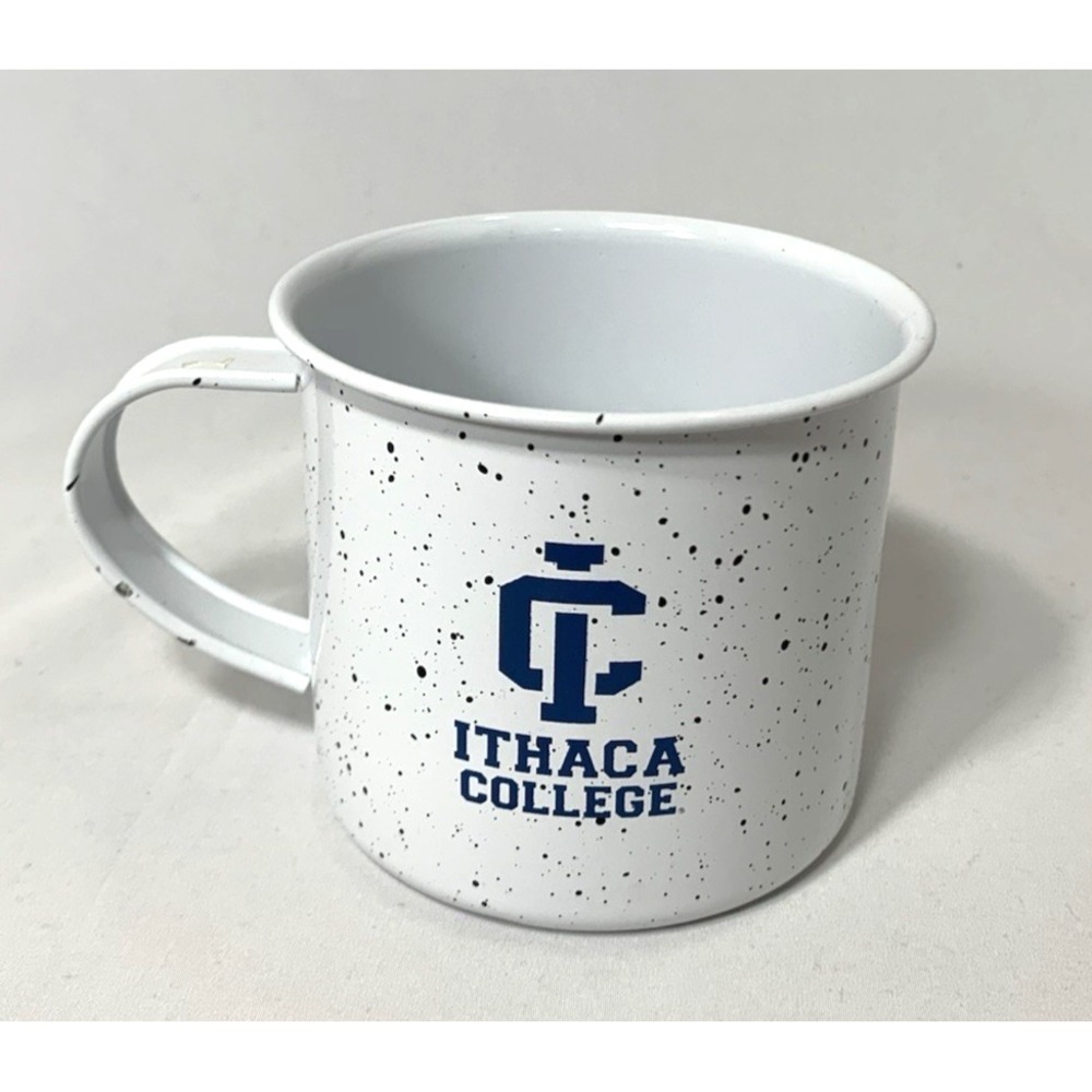 Ithaca College Camp Mug Cup Metal Enamelware White